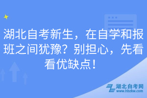 湖北自考新生，在自學和報班之間猶豫？別擔心，先看看優缺點！