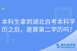 本科生拿到湖北自考本科學歷之后，是算第二學歷嗎？