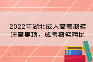 2022年湖北成人高考報名注意事項，成考報名網址