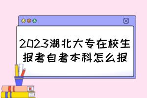 2023湖北大專在校生報考自考本科怎么報？