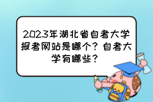 2023年湖北省自考大學報考網站是哪個？自考大學有哪些？