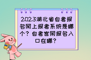 2023湖北省自考報名網上報考系統是哪個？自考官網報名入口在哪？