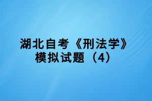 湖北自考《刑法學》模擬試題（4）