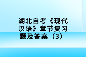 湖北自考《現代漢語》章節復習題及答案（3）