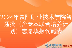 2024年襄陽職業技術學院普通批（含專本聯合培養計劃）志愿填報代碼表