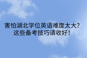 害怕湖北學位英語難度太大？這些備考技巧請收好！