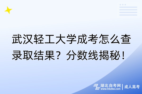 武漢輕工大學成考怎么查錄取結果？分數線揭秘！