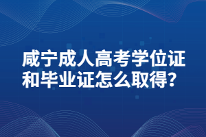 咸寧成人高考學位證和畢業證怎么取得？