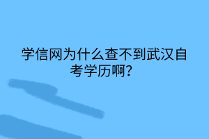 學信網為什么查不到武漢自考學歷啊？