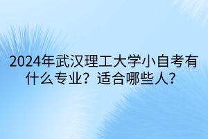 2024年武漢理工大學小自考有什么專業？適合哪些人？