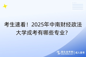 考生速看！2025年中南財經政法大學成考有哪些專業？