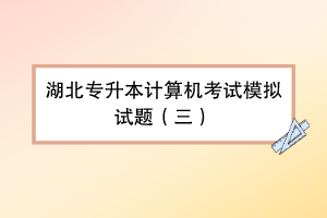 湖北專升本計算機考試模擬試題（三）