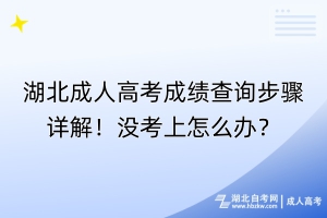 湖北成人高考成績查詢步驟詳解！沒考上怎么辦？