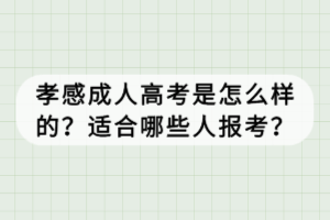 孝感成人高考是怎么樣的？適合哪些人報考？