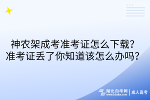 神農架成考準考證怎么下載？準考證丟了你知道該怎么辦嗎？