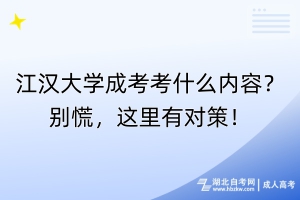 江漢大學成考考什么內容？別慌，這里有對策！