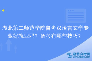 湖北第二師范學院自考漢語言文學專業好就業嗎？備考有哪些技巧？