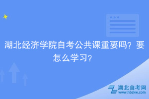 湖北經濟學院自考公共課重要嗎？要怎么學習？