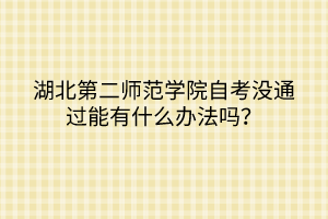 湖北第二師范學院自考沒通過能有什么辦法嗎？