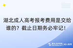 湖北成人高考報考費用是交給誰的？截止日期務必牢記！