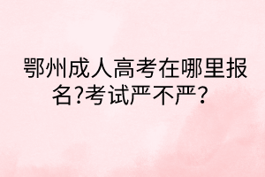 鄂州成人高考在哪里報名?考試嚴不嚴？