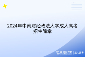 2024年中南財經政法大學成人高考招生簡章