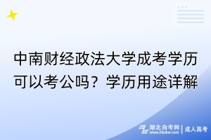 中南財經政法大學成考學歷可以考公嗎？學歷用途詳解