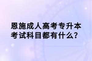 恩施成人高考專升本考試科目都有什么？