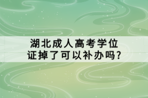 湖北成人高考學位證掉了可以補辦嗎_