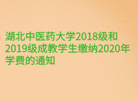 湖北中醫藥大學2018級和2019級成教學生繳納2020年學費的通知