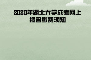 2020年湖北大學成考網上報名繳費須知