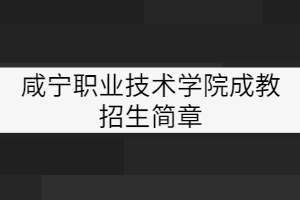 咸寧職業技術學院成教招生簡章