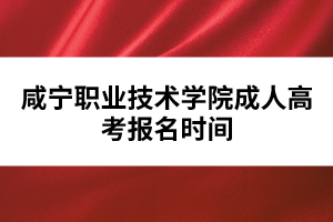 咸寧職業技術學院成人高考報名時間