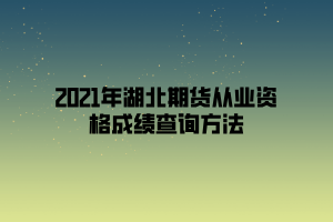 2021年湖北期貨從業資格成績查詢方法