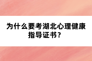 為什么要考湖北心理健康指導證書？