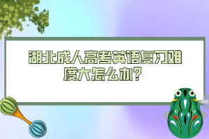 湖北成人高考英語復習難度大怎么辦？